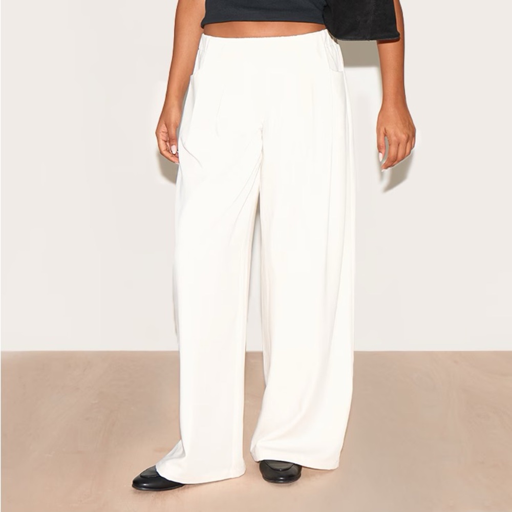PrettyLittleThing White Wide-Leg Pants